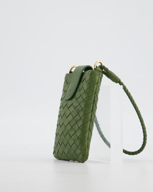 Bottega Veneta Mini Pouch in Khaki Intrecciato Leather with Gold Hardware