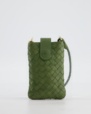 Bottega Veneta Mini Pouch in Khaki Intrecciato Leather with Gold Hardware