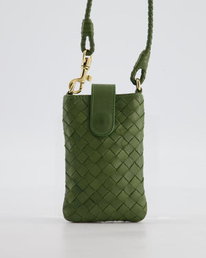 Bottega Veneta Mini Pouch in Khaki Intrecciato Leather with Gold Hardware