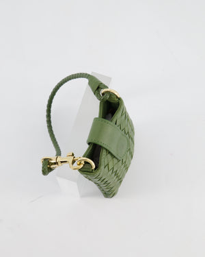 Bottega Veneta Mini Pouch in Khaki Intrecciato Leather with Gold Hardware