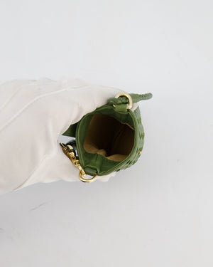 Bottega Veneta Mini Pouch in Khaki Intrecciato Leather with Gold Hardware