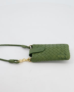 Bottega Veneta Mini Pouch in Khaki Intrecciato Leather with Gold Hardware