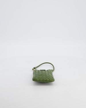 Bottega Veneta Mini Pouch in Khaki Intrecciato Leather with Gold Hardware