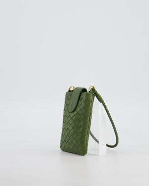 Bottega Veneta Mini Pouch in Khaki Intrecciato Leather with Gold Hardware