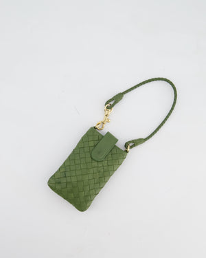 Bottega Veneta Mini Pouch in Khaki Intrecciato Leather with Gold Hardware