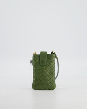 Bottega Veneta Mini Pouch in Khaki Intrecciato Leather with Gold Hardware