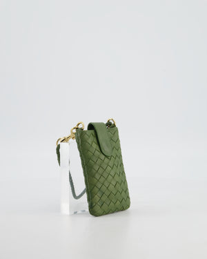 Bottega Veneta Mini Pouch in Khaki Intrecciato Leather with Gold Hardware
