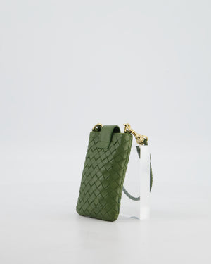 Bottega Veneta Mini Pouch in Khaki Intrecciato Leather with Gold Hardware