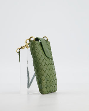 Bottega Veneta Mini Pouch in Khaki Intrecciato Leather with Gold Hardware