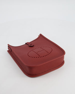 *HOT* Hermès Mini Evelyne 16 Bag in Rouge H Taurillon Clemence Leather with Gold Hardware