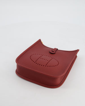 *HOT* Hermès Mini Evelyne 16 Bag in Rouge H Taurillon Clemence Leather with Gold Hardware