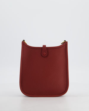 *HOT* Hermès Mini Evelyne 16 Bag in Rouge H Taurillon Clemence Leather with Gold Hardware