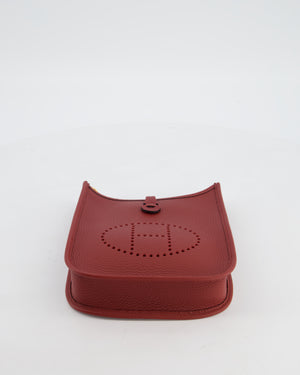 *HOT* Hermès Mini Evelyne 16 Bag in Rouge H Taurillon Clemence Leather with Gold Hardware