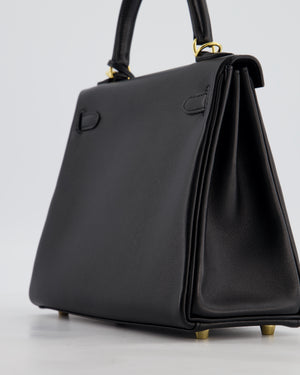 *RARE* Hermès Kelly 25 Retourne Bag in Noir Box Calf Leather with Gold Hardware