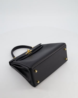 *RARE* Hermès Kelly 25 Retourne Bag in Noir Box Calf Leather with Gold Hardware