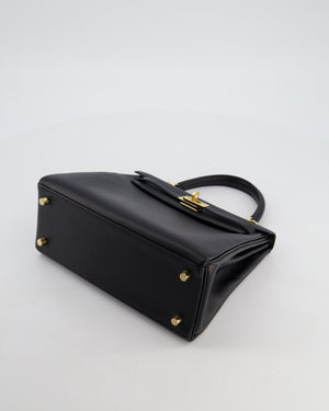 *RARE* Hermès Kelly 25 Retourne Bag in Noir Box Calf Leather with Gold Hardware
