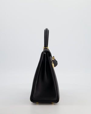 *RARE* Hermès Kelly 25 Retourne Bag in Noir Box Calf Leather with Gold Hardware