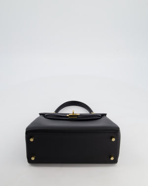 *RARE* Hermès Kelly 25 Retourne Bag in Noir Box Calf Leather with Gold Hardware