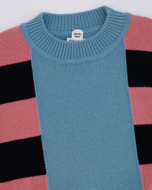 Hermès Fall 2024 Blue, Black and Pink Cashmere Striped Jumper Size FR 38 (UK 10)