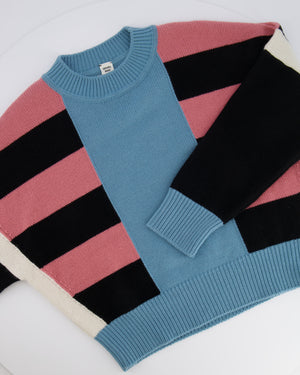 Hermès Fall 2024 Blue, Black and Pink Cashmere Striped Jumper Size FR 38 (UK 10)