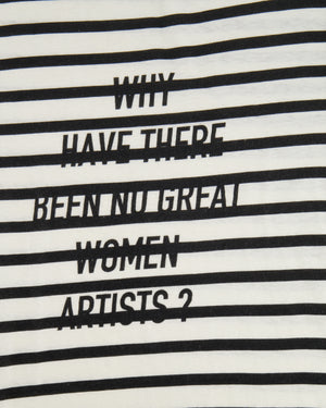 Christian Dior SS/18 Black and White Striped Long-Sleeved Top with Why Have There Been No Great Women Artists? Print and Back Logo Detail Size L (UK 12)
