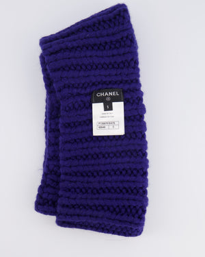 Chanel Resort 2023 Blue Wool Knitted Collar with Multi-Colour Crystal Embellished CC Logo Detail Size S