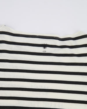 Christian Dior SS/18 Black and White Striped Long-Sleeved Top with Why Have There Been No Great Women Artists? Print and Back Logo Detail Size L (UK 12)