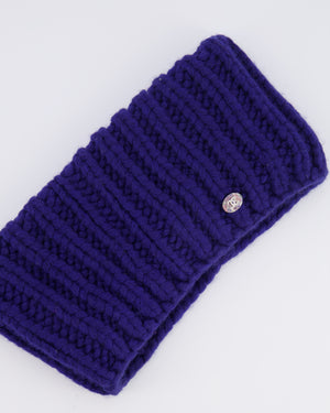 Chanel Resort 2023 Blue Wool Knitted Collar with Multi-Colour Crystal Embellished CC Logo Detail Size S