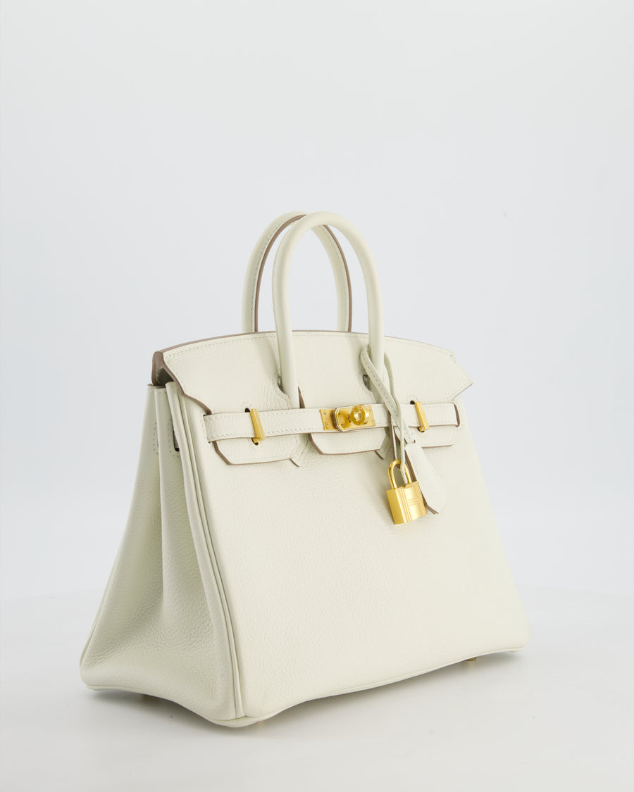 *RARE* Hermès Birkin 25 Retourne Bag in Mushroom Togo Leather with Gold Hardware