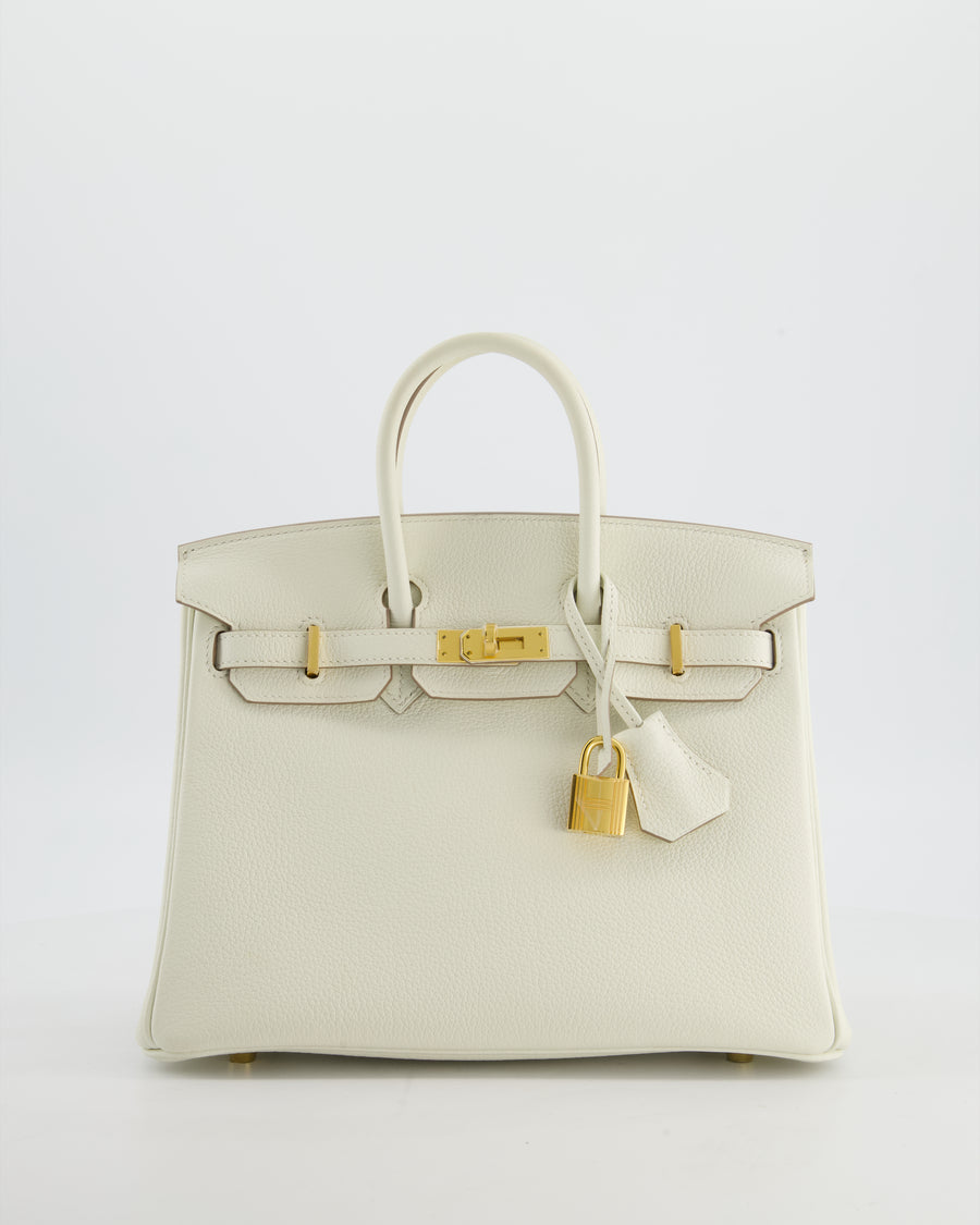 *RARE* Hermès Birkin 25 Retourne Bag in Mushroom Togo Leather with Gold Hardware