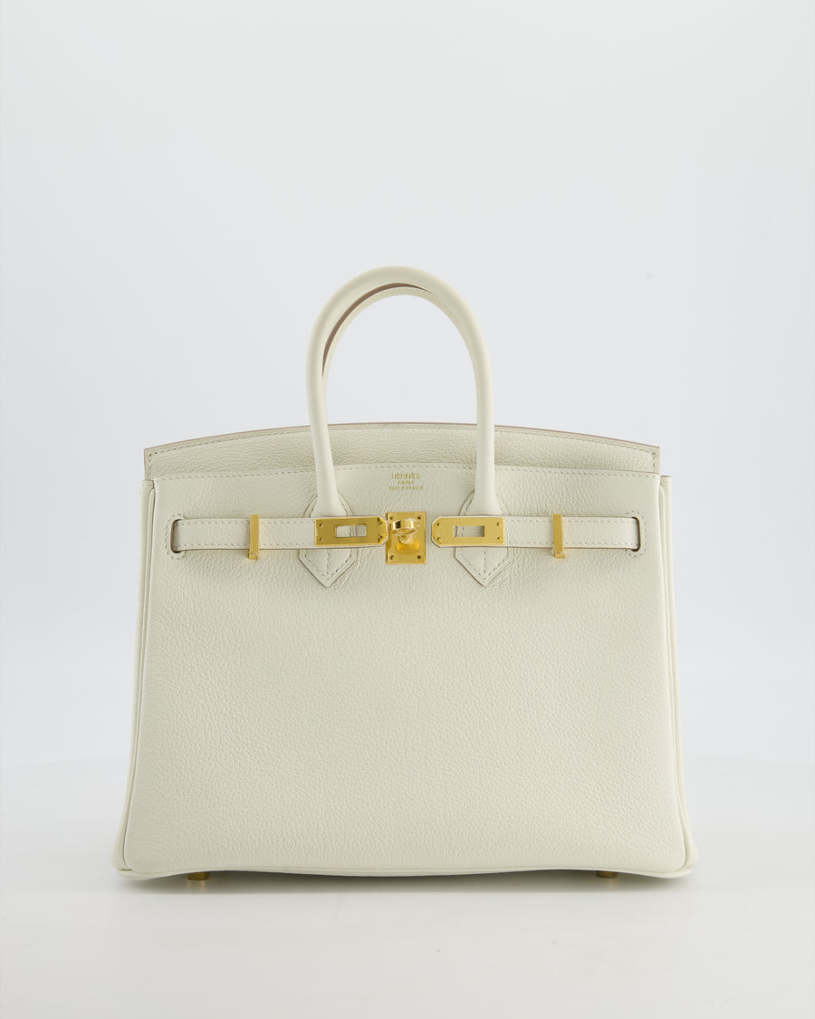 *RARE* Hermès Birkin 25 Retourne Bag in Mushroom Togo Leather with Gold Hardware