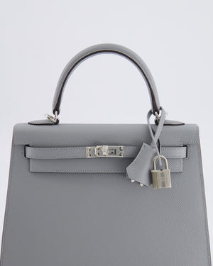 Hermès Kelly 25 Sellier Bag in Gris Pantin Epsom Leather with Palladium Hardware