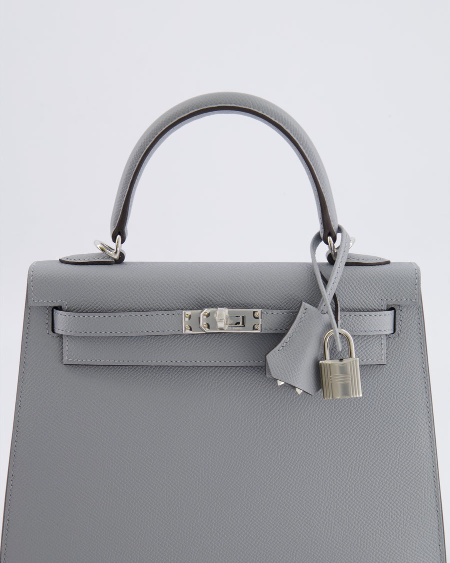 Hermès Kelly 25 Sellier Bag in Gris Pantin Epsom Leather with Palladium Hardware