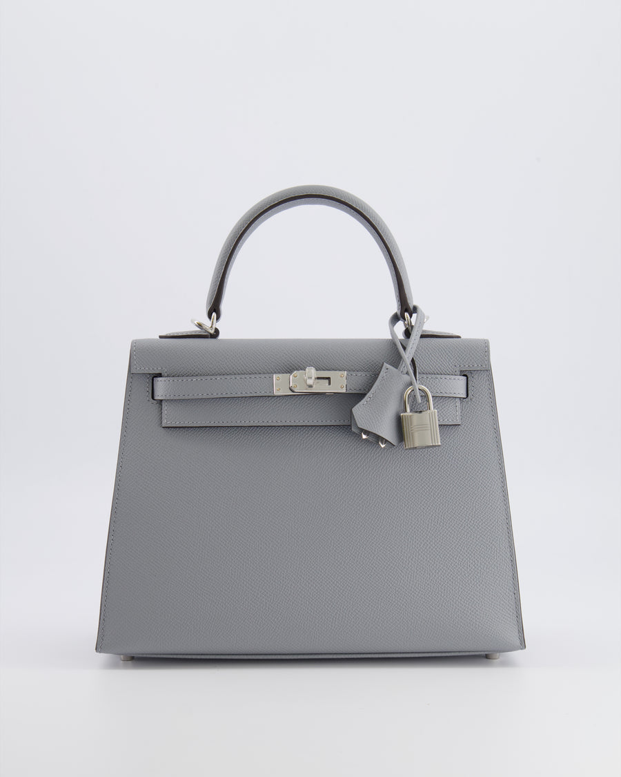 Hermès Kelly 25 Sellier Bag in Gris Pantin Epsom Leather with Palladium Hardware