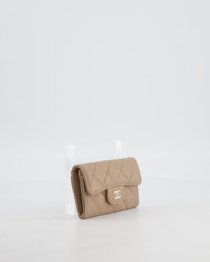 Chanel Beige Wallet in Caviar Leather with Champagne Gold Hardware