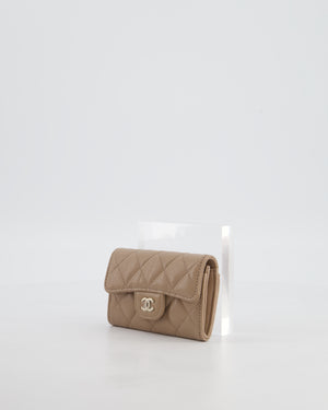 Chanel Beige Wallet in Caviar Leather with Champagne Gold Hardware