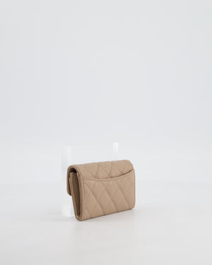 Chanel Beige Wallet in Caviar Leather with Champagne Gold Hardware