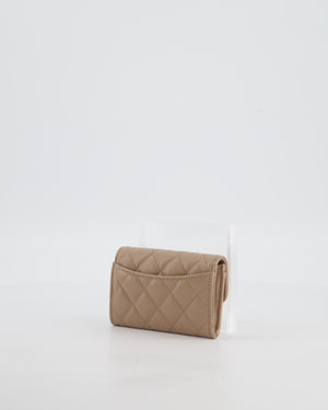 Chanel Beige Wallet in Caviar Leather with Champagne Gold Hardware