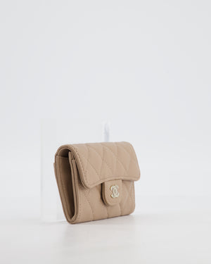 Chanel Beige Wallet in Caviar Leather with Champagne Gold Hardware