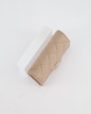 Chanel Beige Wallet in Caviar Leather with Champagne Gold Hardware
