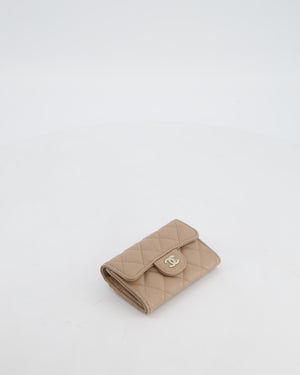 Chanel Beige Wallet in Caviar Leather with Champagne Gold Hardware