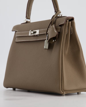 Hermès Kelly 25 Retourne Bag in Etoupe Togo Leather with Palladium Hardware