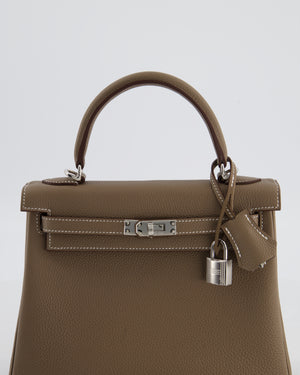 Hermès Kelly 25 Retourne Bag in Etoupe Togo Leather with Palladium Hardware