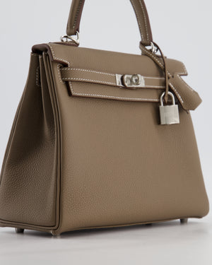 Hermès Kelly 25 Retourne Bag in Etoupe Togo Leather with Palladium Hardware