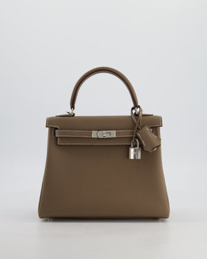 Hermès Kelly 25 Retourne Bag in Etoupe Togo Leather with Palladium Hardware