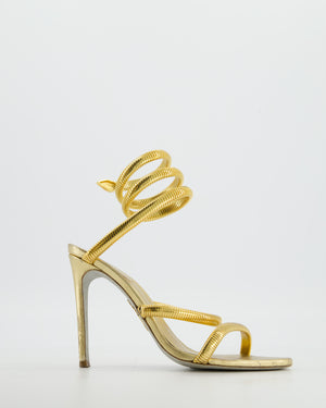 Rene Caovilla Gold Metallic Margot Wrap Around Heeled Sandals Size EU 37