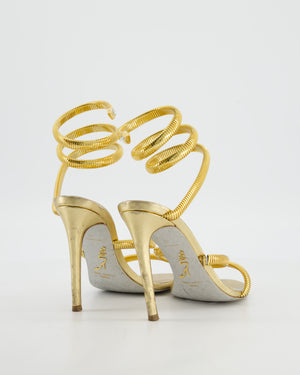 Rene Caovilla Gold Metallic Margot Wrap Around Heeled Sandals Size EU 37