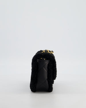 *SUPER RARE* Chanel Classic Mini Rectangular Shearling Flap Bag in Black Lambskin Leather with Gold Hardware