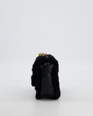 *SUPER RARE* Chanel Classic Mini Rectangular Shearling Flap Bag in Black Lambskin Leather with Gold Hardware