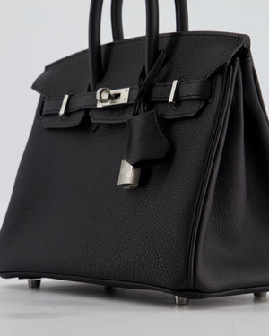 *HOT & RARE* Hermès Birkin 25 Retourne Bag in Noir Togo Leather with Palladium Hardware